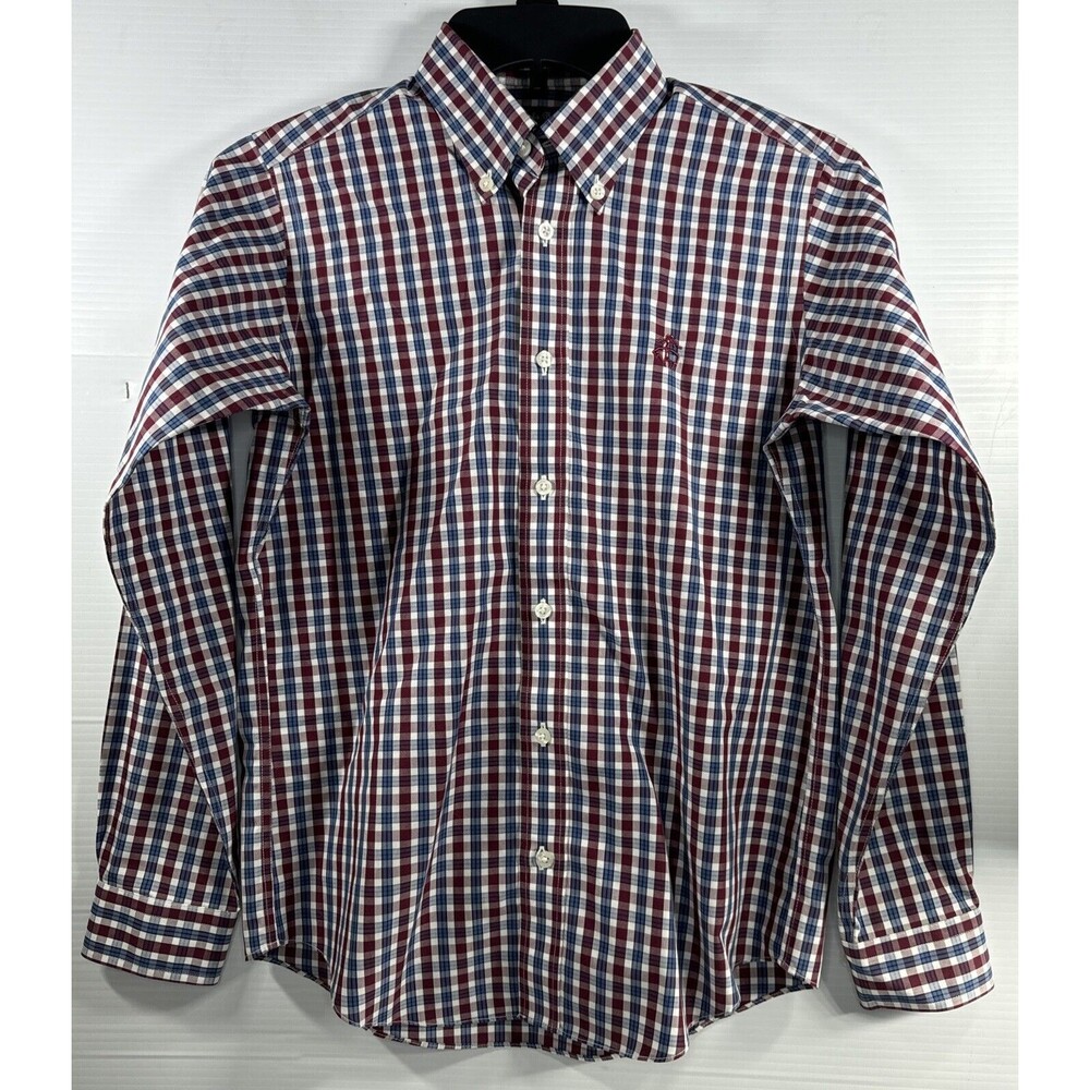 Brooks Brothers Fleece Boy’s Non-Iron Shirt Blue Red Button Down Long Sleeve Med